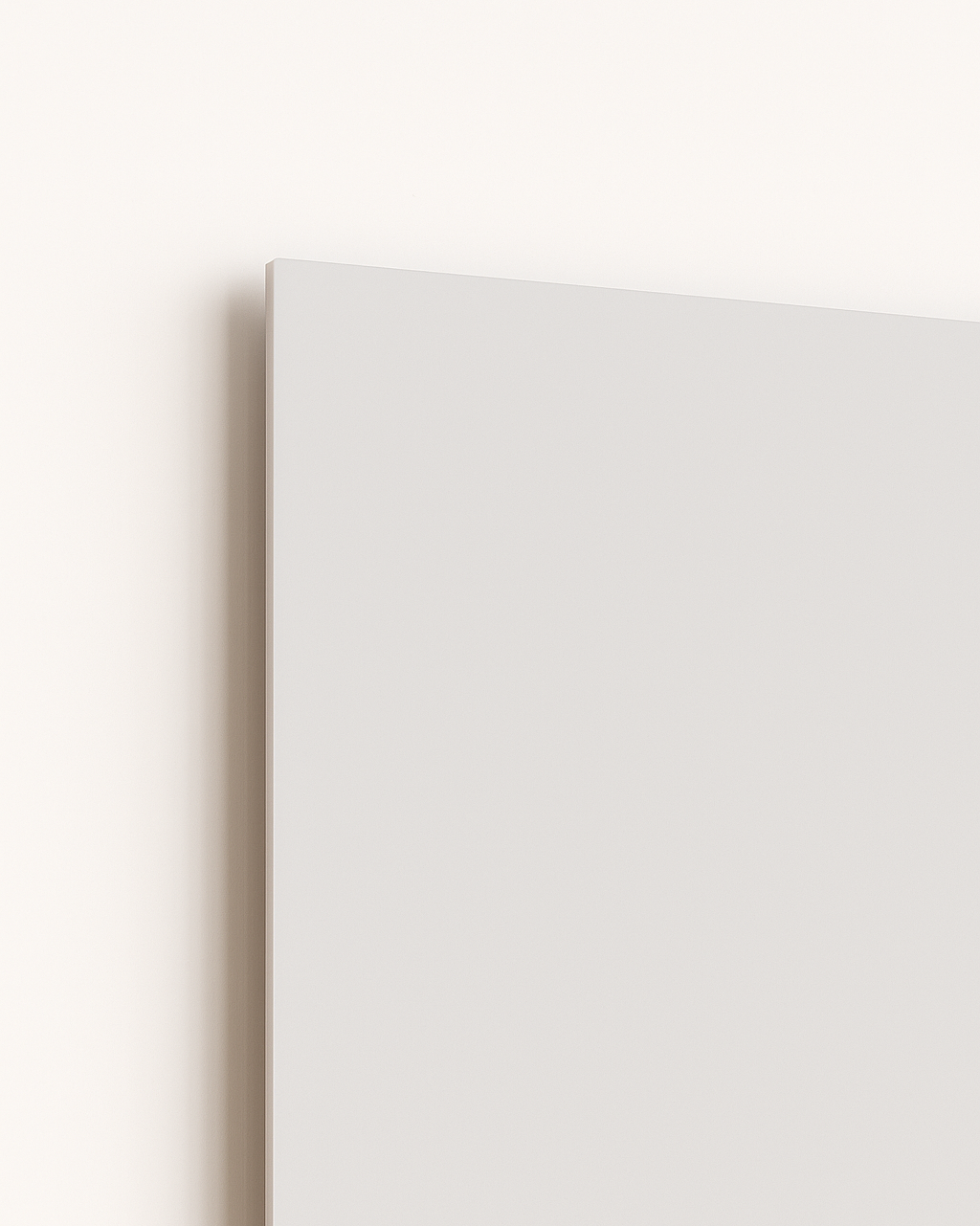 Corner detail of Echo Mitte aluminum print, illustrating the crisp edge and shadow gap of the float-mounted metal panel.