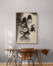 Apples by Jonė Reed - Limited edition fine art photograph, framed black & white print against gray wall