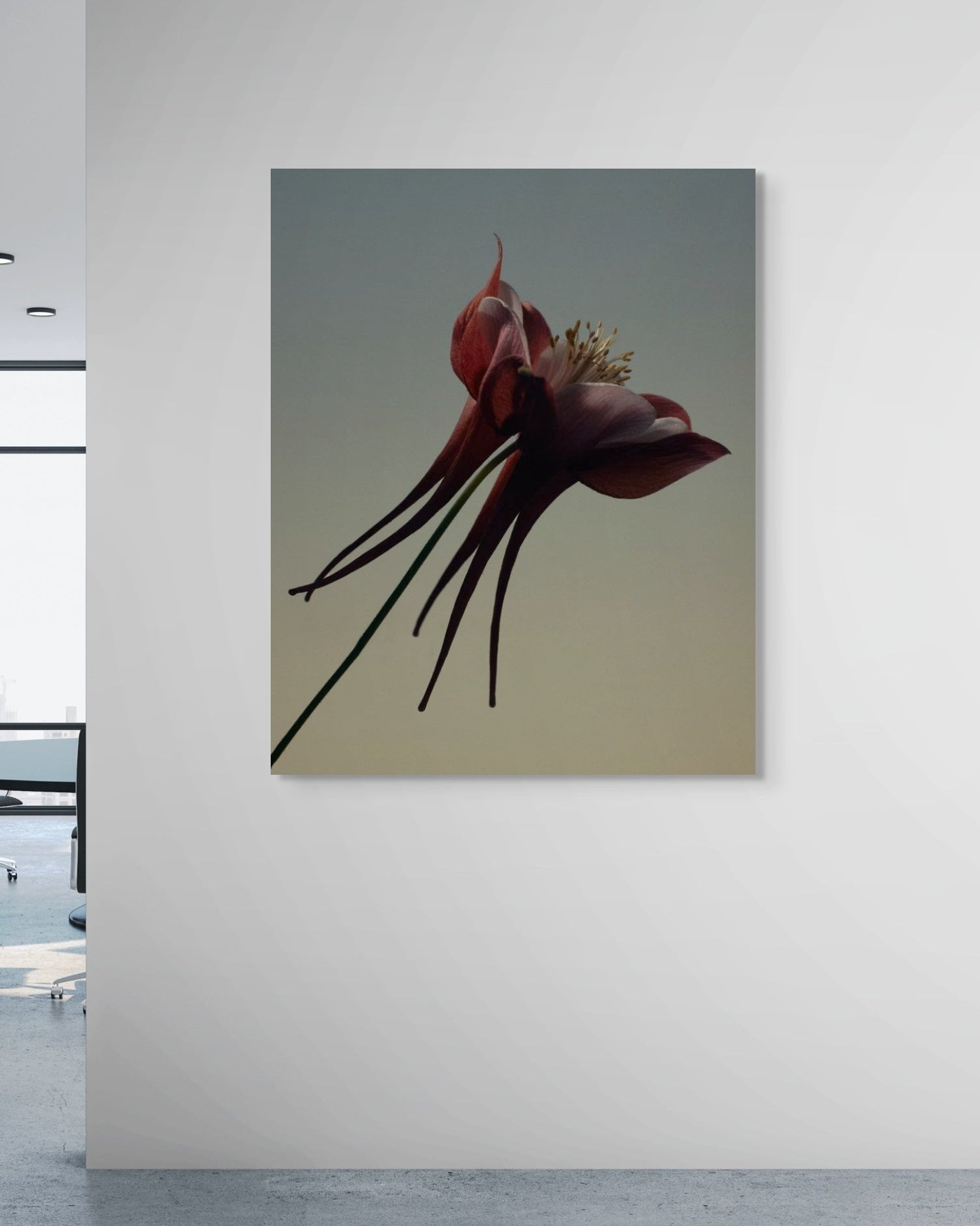 Floral painting on a wall in an indoor setting