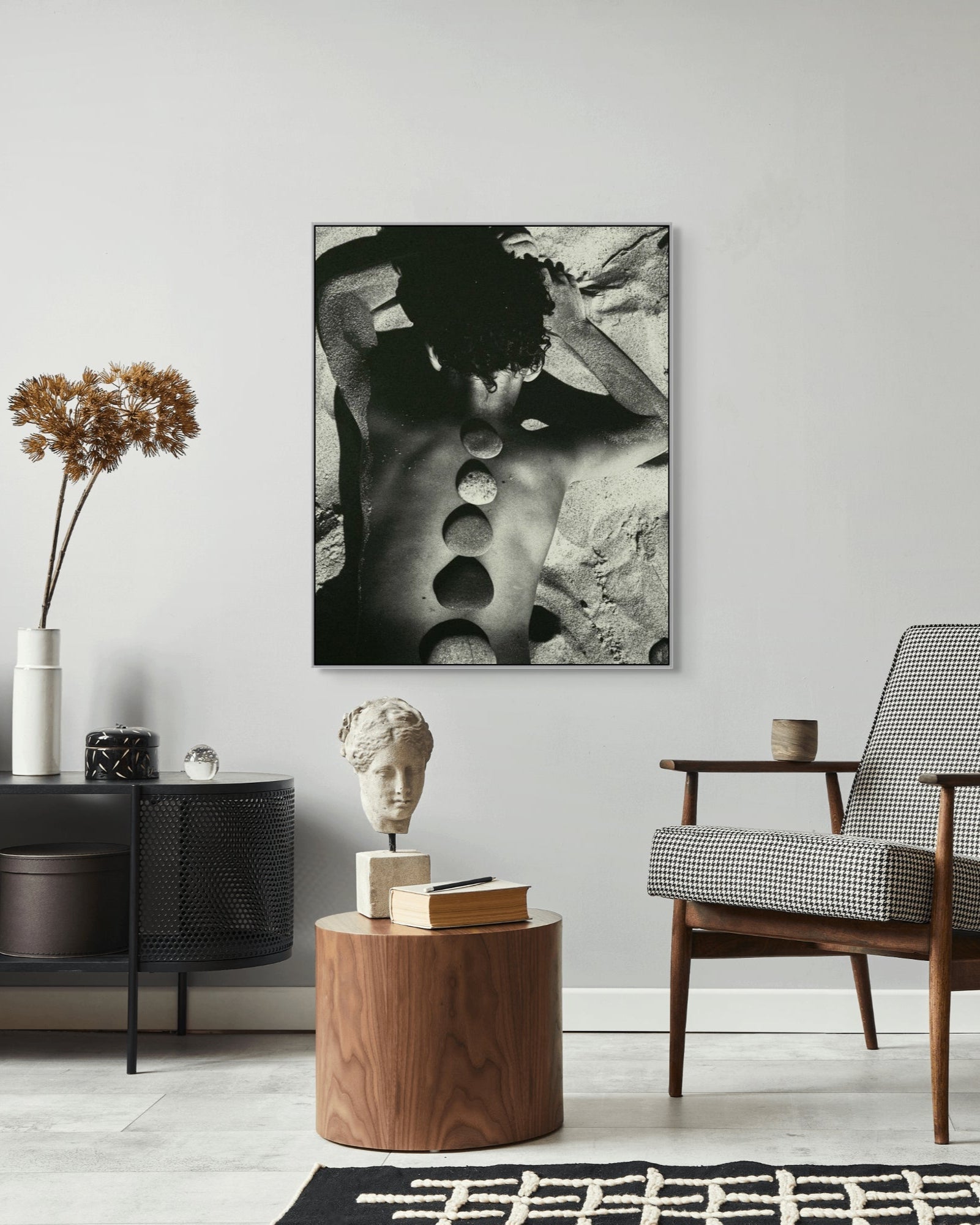 Baltic Stones – Contemporary wood framed photography by Jonė Reed, in modern living room, signed edition