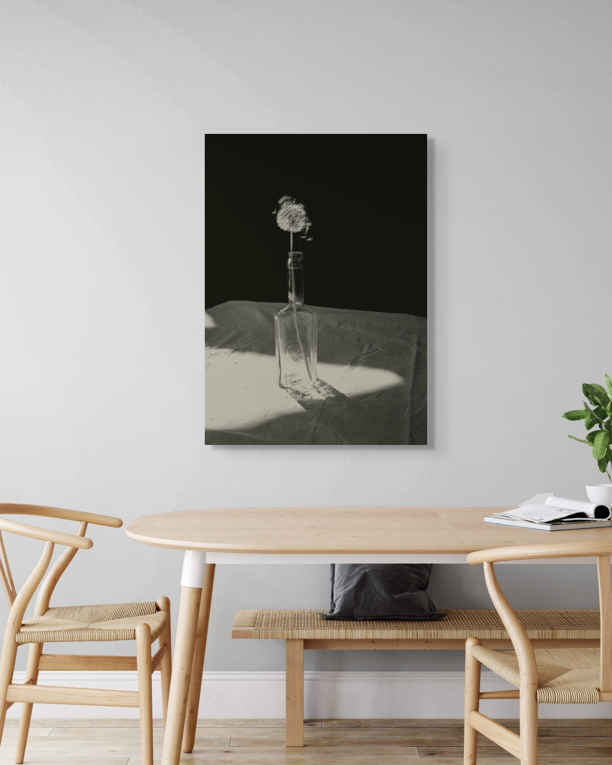  Dandelion by Jonė Reed, framed and ready to hang black and white fine art metal print, limited edition.