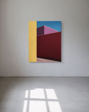 Architectural photograph with geometric shapes on a white wall