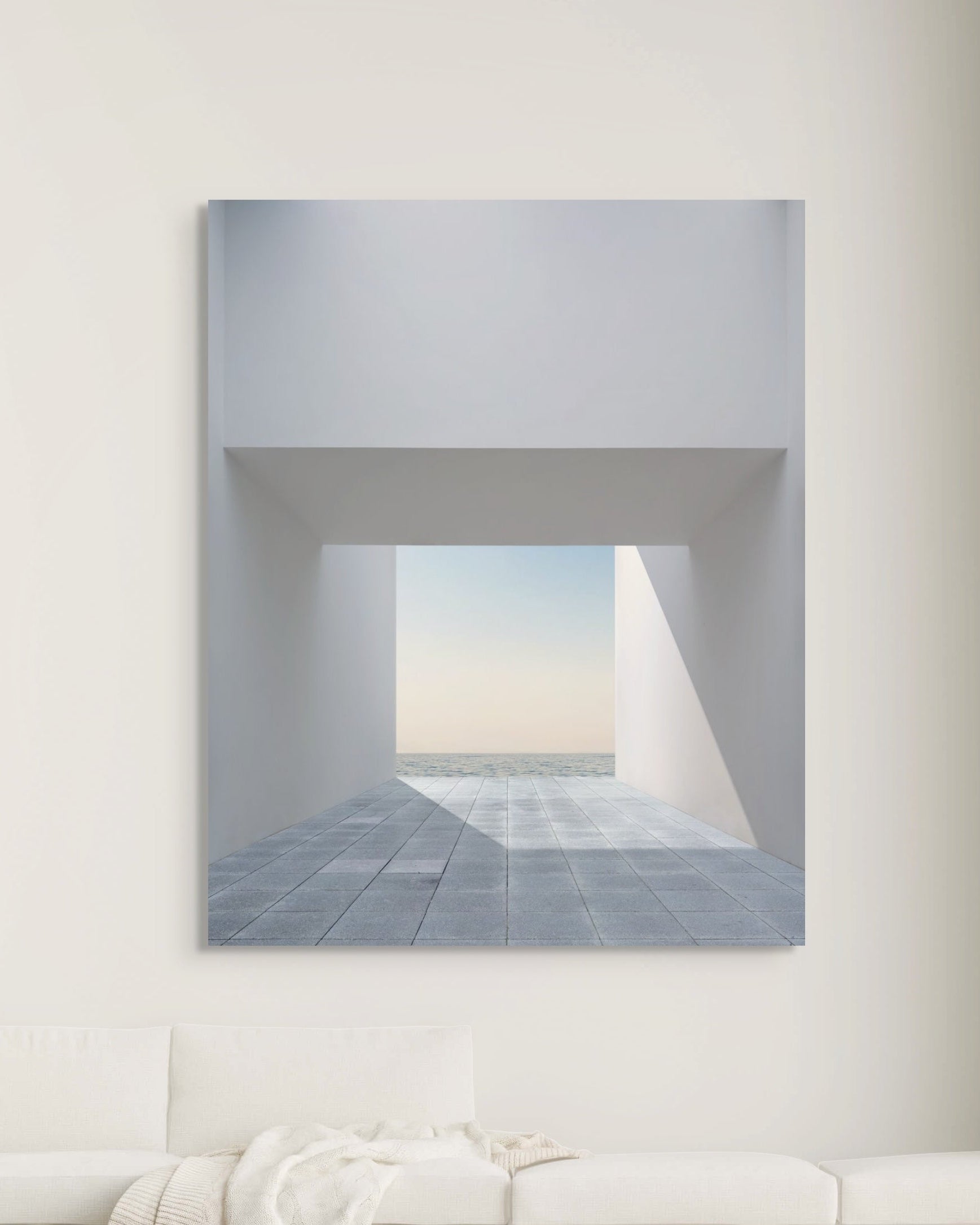 Abstract wall art with geometric shapes on a light background